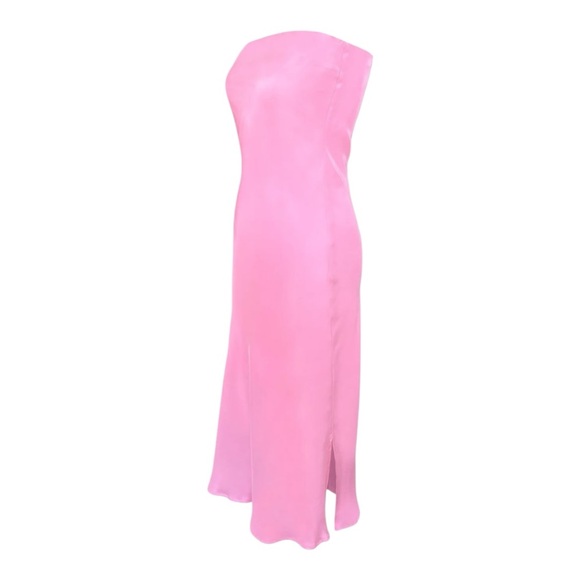 GOLD HAWK 100% SILK IVY BIAS MID LENGTH DRESS IN LILAC PINK Size Large - Picture 4 of 7